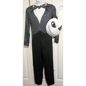 Jack Skellington Kids Costume 10-12 Mask Bat Tie The Nightmare Before Christmas